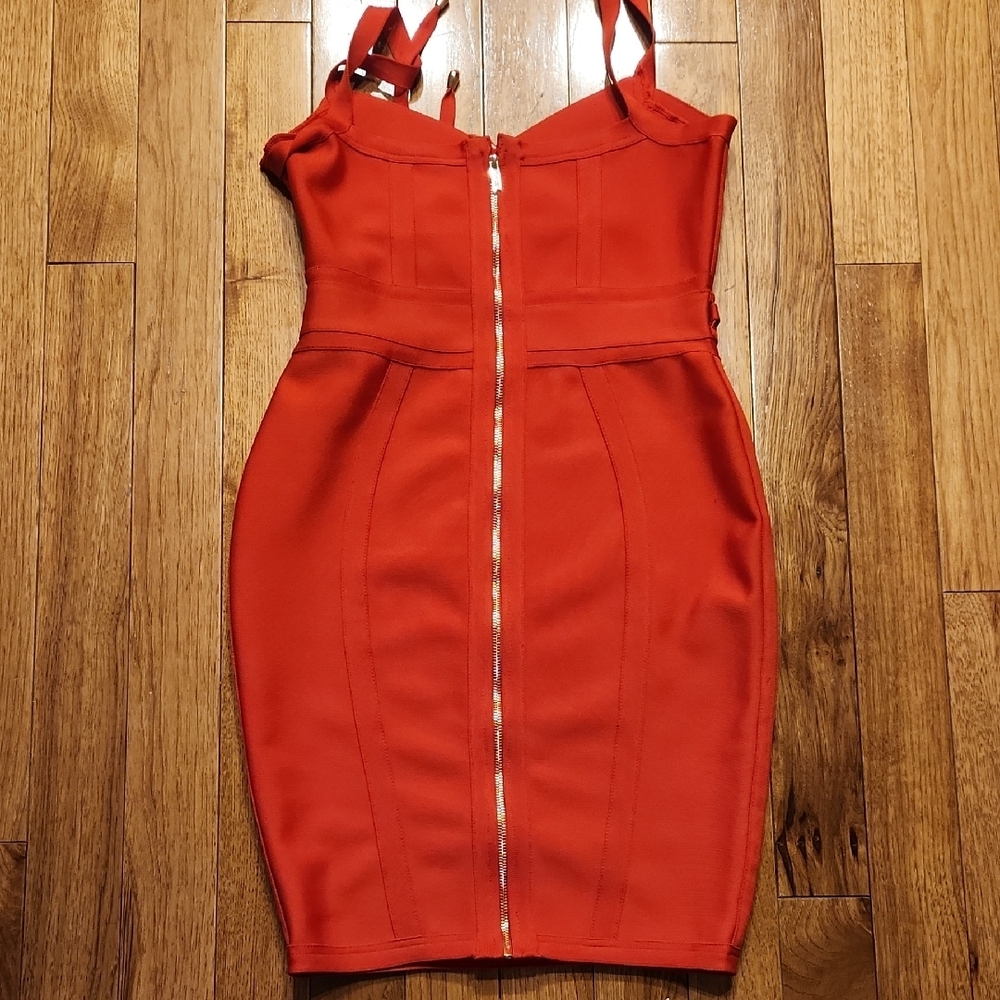 Source Unknown Striking Red Midi Dress - image 7